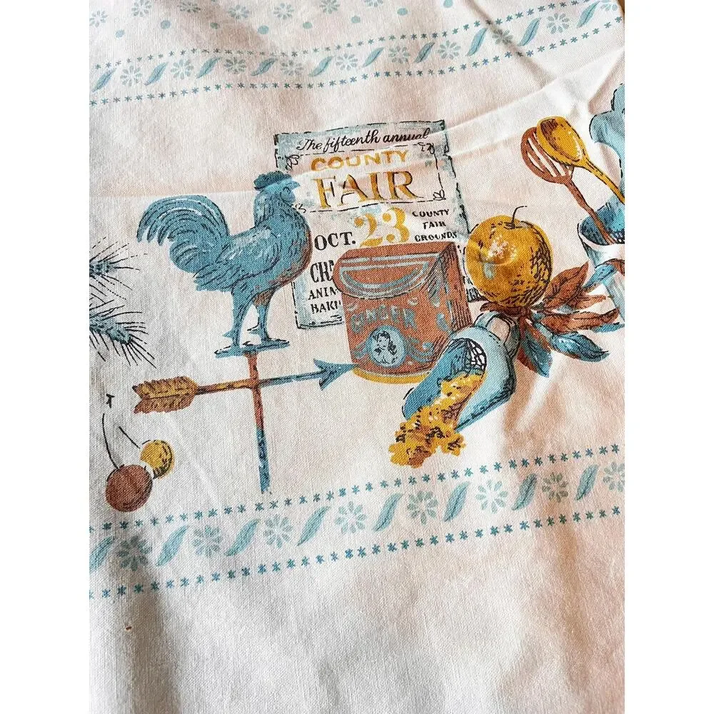 Vintage 1970s Style Early American Revival Tablecloth